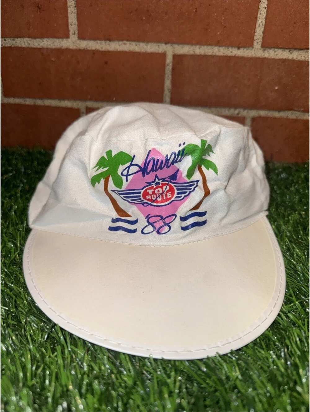 VTG 88’ Hawaii Top Route 88 Jet Plane Canvas Painters Hat